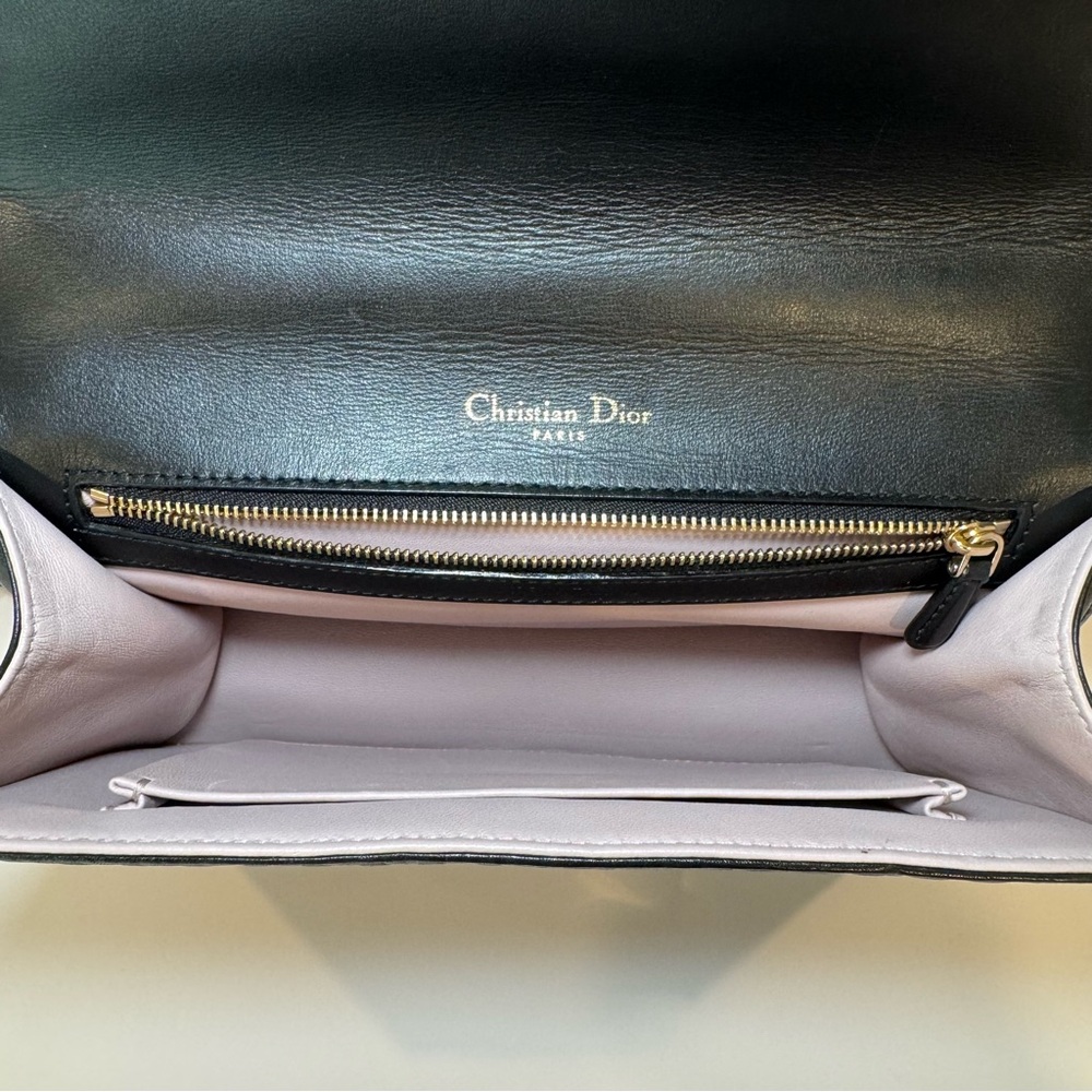 Christian Dior Diorama Medium Flap Bag W Black Embroidered Leather & Chain Strap - Picture 9 of 16